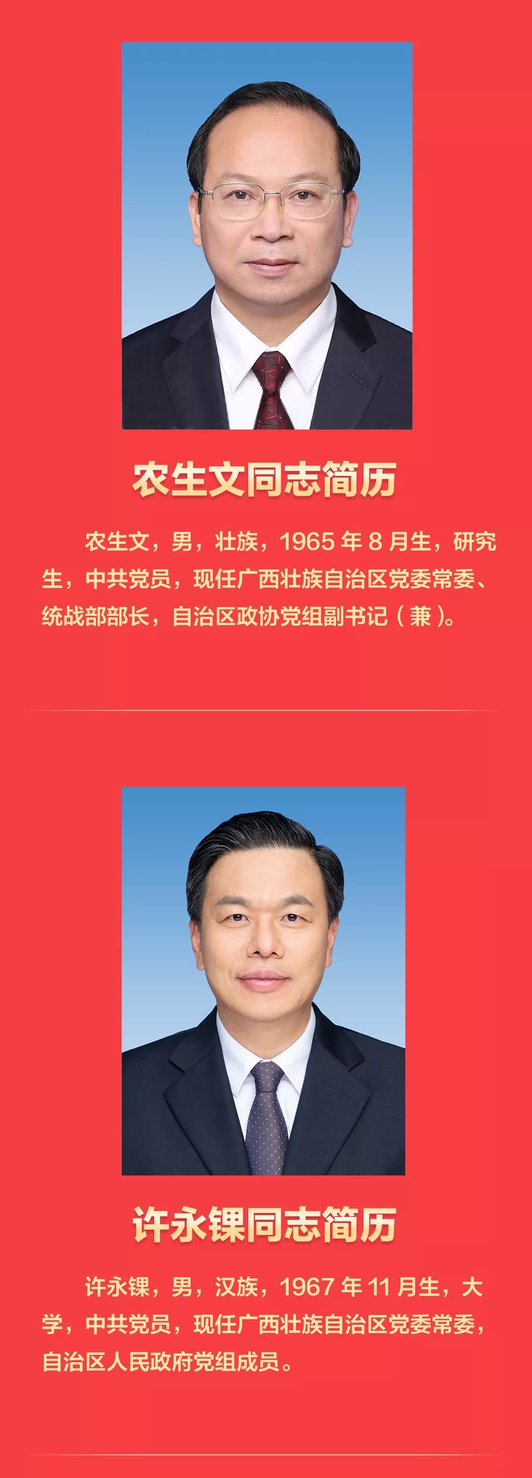 中国共产党广西壮族自治区第十二届委员会书记、副书记、常委简历