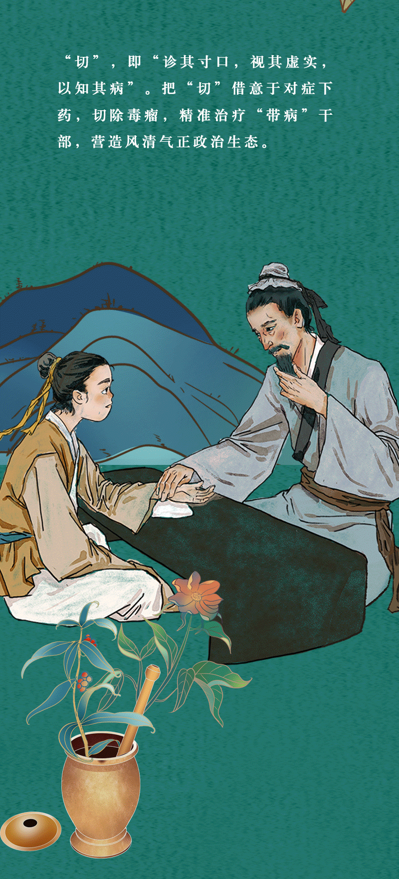 手绘动图望闻问切说廉政