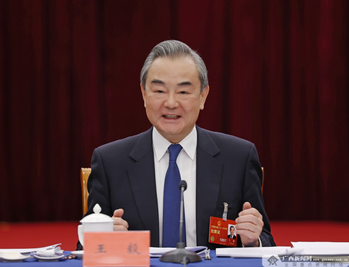 广西代表团审议政府工作报告 王毅刘宁蓝天立鹿心社刘小明等参加