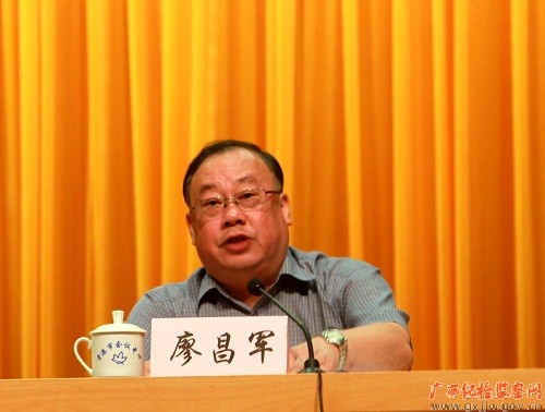 图为市委常委,市纪委书记廖昌军通报查办违法违纪案件情况市委常委,市