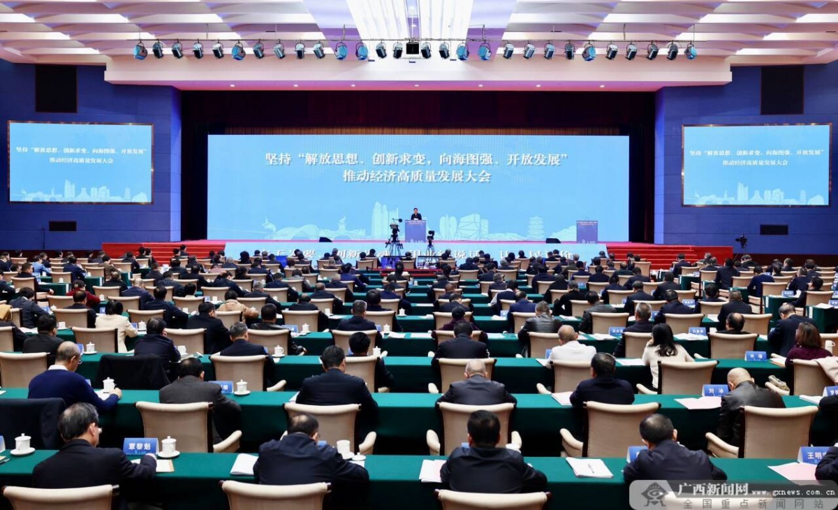 自治区党委、政府召开坚持“解放思想、创新求变，向海图强、开放发展”推动经济高质量发展大会 陈刚讲话 蓝天立主持